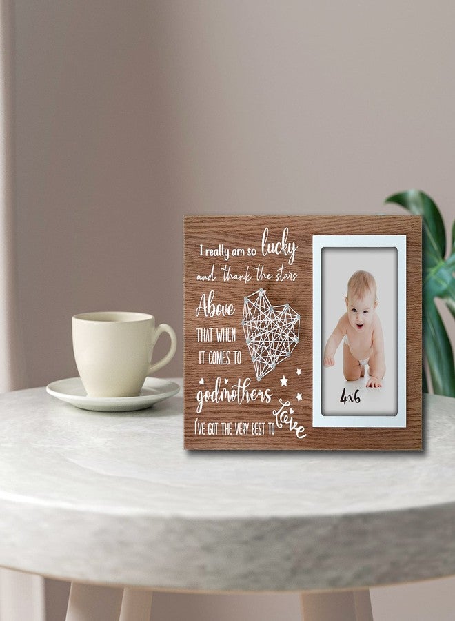 Buecasa Godmother Gifts from Godchild - Godparent Picture Frame Wood Grain with 4x6 Inches Vertical Photo- Gifts for Goddaughter and Godson - Image 2